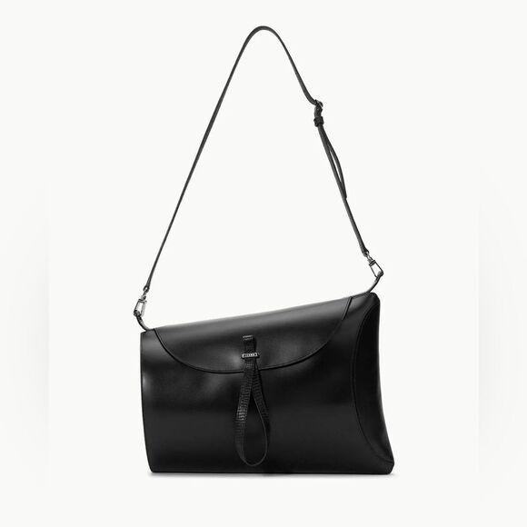 STAUD MIA Black leather asymmetric shoulder bag - Picture 1 of 7